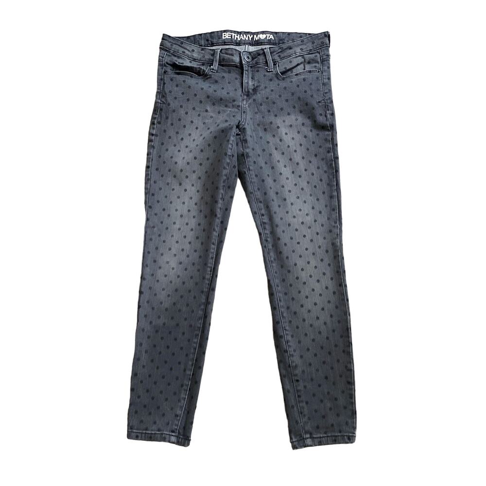 BETHANY MOTA Womens Size 8 Short Gray Polka Dot Skinny Ankle Jeans Jeggings